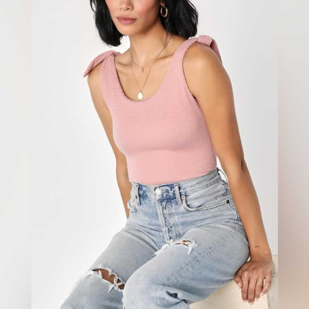 NWT : Mauve Textured Tie-Strap Bodysuit